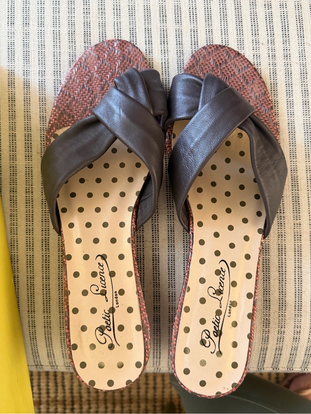 Poetic License Brown Crisscross Slide Sandals